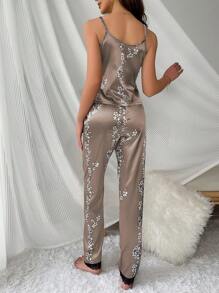 Bộ đồ ngủ Nữ Tương phản ren Hoa - Màu Khaki - Xem 2