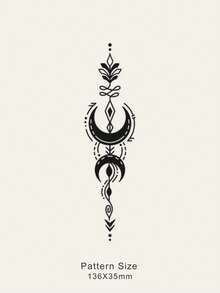 1sheet Moon Pattern Tattoo Sticker - Black - View 6