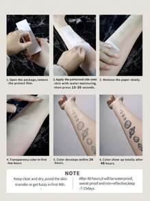 1sheet Moon Pattern Tattoo Sticker - Black - View 5