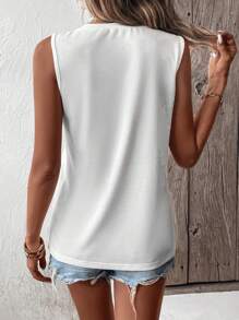 SHEIN LUNE Heart & Slogan Graphic Tank Top - White - View 2