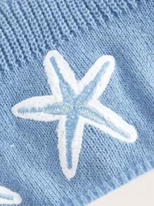 ROMWE Fairycore Sirena Top de punto con estampado de estrellas