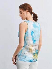 BizChic Marble Print Cowl Neck Top Workwear - Multicolor - View 2