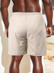 Manfinity Men Drawstring Waist Slant Pocket Shorts - Beige - View 2