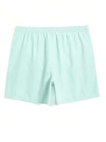 ZELFYO Men Solid Drawstring Waist Swim Trunks - Mint Blue - View 2