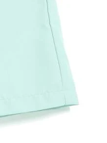 ZELFYO Men Solid Drawstring Waist Swim Trunks - Mint Blue - View 4