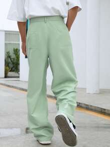 Manfinity Hypemode Men Solid Straight Leg Pants - Mint Green - View 3
