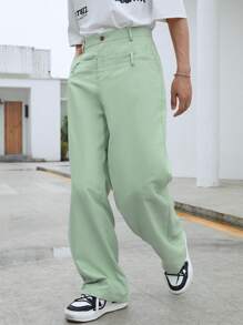 Manfinity Hypemode Men Solid Straight Leg Pants - Mint Green - View 4