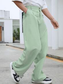 Manfinity Hypemode Men Solid Straight Leg Pants - Mint Green - View 1