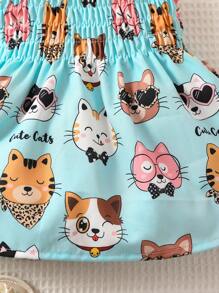 Baby Cartoon Graphic Bow Shoulder Cami Dress - Blue - View 6