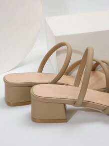 女士细带粗跟穆勒凉鞋，优雅驼色高跟凉鞋，春夏穿搭 - 駝色 - 查看 4