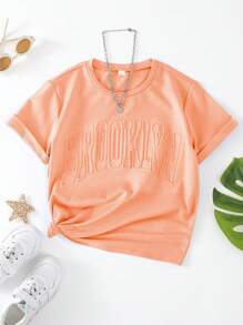 SHEIN Tops con gái màu trơn Giải trí - trái cam - Xem 1