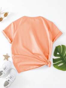SHEIN Tops con gái màu trơn Giải trí - trái cam - Xem 2