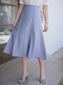 DAZY Chân váy xòe trơn - Màu xanh lam - Xem 8