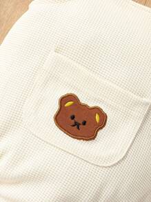 Bébé Garçon Body salopette avec broderie ours et poche - Nude - Voir 4