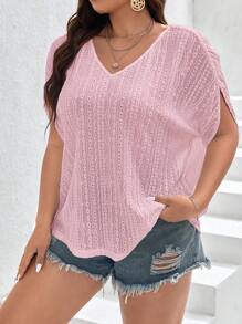 SHEIN Frenchy Plus Batwing Sleeve Tee - Pink - View 3