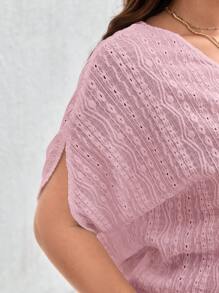 SHEIN Frenchy Plus Batwing Sleeve Tee - Pink - View 4