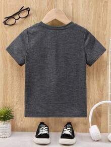 Toddler Boys Letter Graphic Tee - Dark Grey - View 2