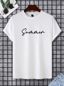 Manfinity Homme Nam Áo thun Bông Đồ họa Chữ cái - trắng - Xem 5