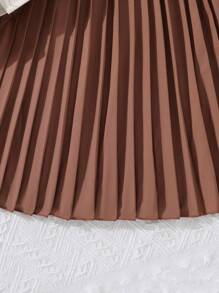 適合青少年雙排釦背心外套&褶皺半身裙&吊帶上衣 - 彩色 - 查看 3