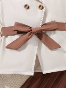 適合青少年雙排釦背心外套&褶皺半身裙&吊帶上衣 - 彩色 - 查看 4