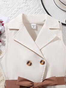 適合青少年雙排釦背心外套&褶皺半身裙&吊帶上衣 - 彩色 - 查看 7