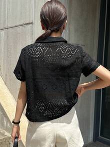 DAZY Camisa con abertura con botón delantero - Negro - Ver 2