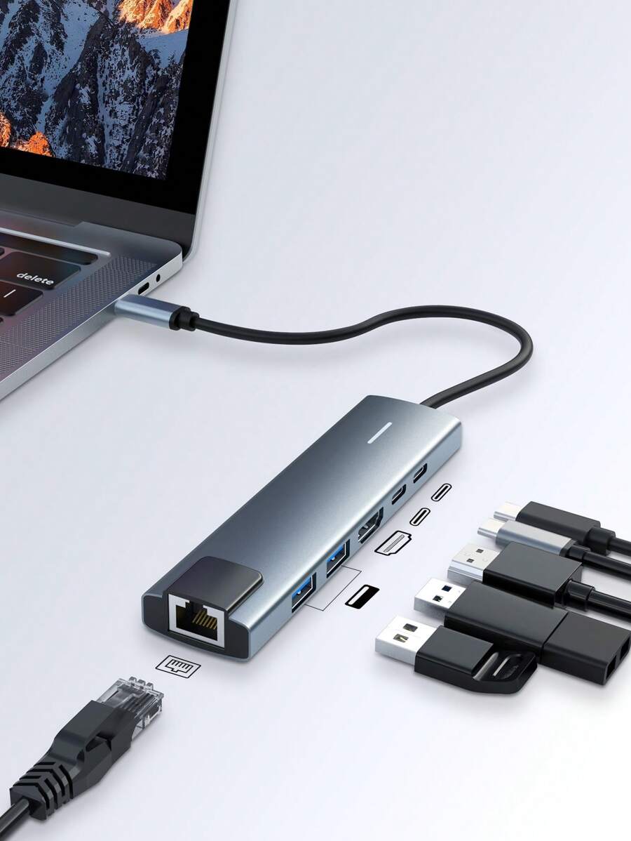 USB 3.0 6口4k 60HD最高配置10G傳輸速率1千兆網口USB Hub - 灰色 - 查看 1