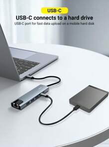 USB 3.0 6口4k 60HD最高配置10G傳輸速率1千兆網口USB Hub - 灰色 - 查看 7