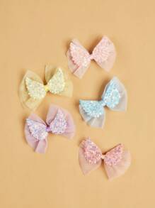 1pc Pet Shiny Glitter Butterfly Wing & Mesh Bow Hair Clip (random Style) - Multicolor - View 1
