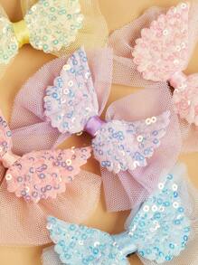 1pc Pet Shiny Glitter Butterfly Wing & Mesh Bow Hair Clip (random Style) - Multicolor - View 4