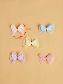 1pc Pet Shiny Glitter Butterfly Wing & Mesh Bow Hair Clip (random Style) - Multicolor - View 5