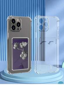 Hadaasi Transparent Bumper Card Holder Phone Case With Lens Protection, Compatible With Apple 17 Pro/17 Pro Max/17 Air/17/16 Pro/16 Pro Max/16 Plus/16/16E And Galaxy S25 Ultra/S25 Plus/S25/S25 Edge/S25 FE/S24 Ultra/S24 Plus/S24/S23 Ultra Waterproof Shockproof Anti-Fall Scratch Resistant