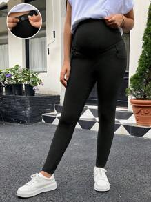 SHEIN Maternity Belly Support Adjustable Waist Pants