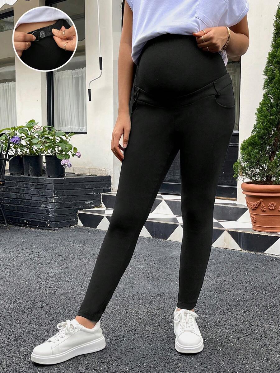 SHEIN Maternity Belly Support Adjustable Waist Pants