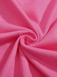 SHEIN LUNE 卡通和標語圖案T恤 - 玫紅色 - 查看 3