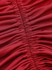 SHEIN ICON Solid Asymmetrical Hem Tube Top With One Sleeve & Drawstring Side Skirt