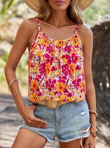 SHEIN LUNE 波西米亞花卉印花女士背心 - 彩色 - 查看 1