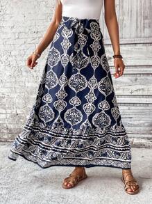 SHEIN VCAY Váy nữ Viên lá sen Nhiệt đới Boho - Màu xanh hải quân - Xem 6