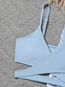 Tween Girl 热带印花交叉比基尼套装和罩衫裤夏日海滩