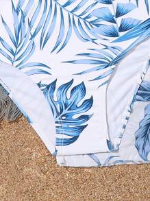 Tween Girl 热带印花交叉比基尼套装和罩衫裤夏日海滩