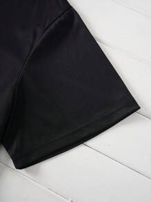 SHEIN EZwear 大碼日月圖案T恤 - 黑色 - 查看 4