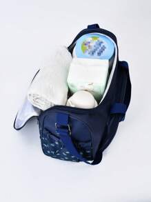 4pcs Baby Car Pattern Large Capacity Diaper Bag - Navy Blue - View 7