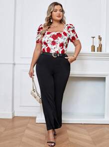 SHEIN Clasi 大碼印花泡泡袖T恤 - 彩色 - 查看 4