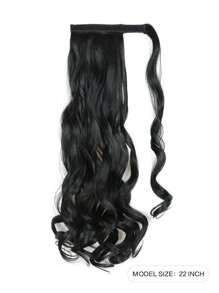 長款小波浪馬尾合成纖維接髮 - 黑色 - 查看 2