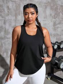 Áo phông & áo ba lỗ thể thao Plus Size Tương phản Mesh Lá thư - màu đen - Xem 6