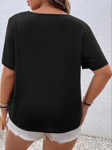 SHEIN LUNE Blusa unicolor de cuello V