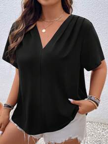 SHEIN LUNE Blusa unicolor de cuello V