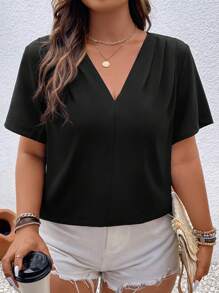 SHEIN LUNE Blusa unicolor de cuello V