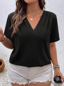 SHEIN LUNE Blusa unicolor de cuello V