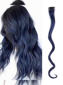 Clip In Long Body Wave Synthetic Hair Extension - Navy Blue - View 1